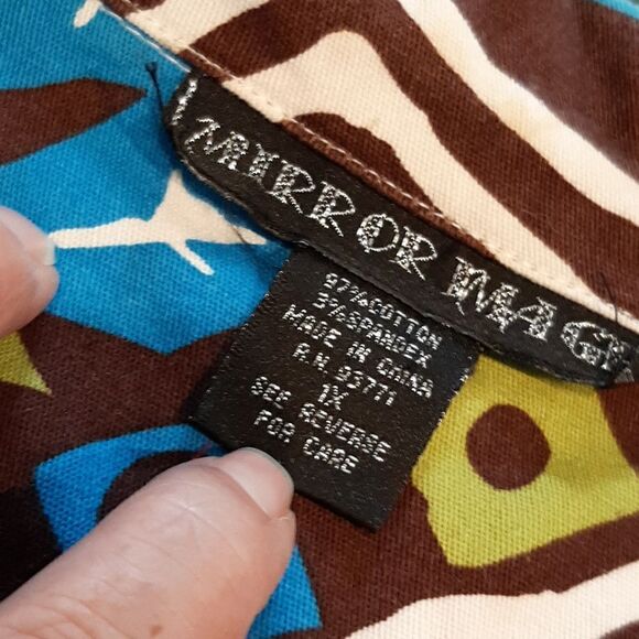 Mirror Image Quarter Sleeve Brown Blue and Green Print Jacket - Picture 4 of 6